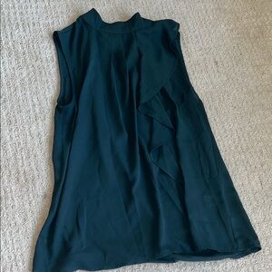 Bobeau Sleeveless Dark Green Ruffle Top